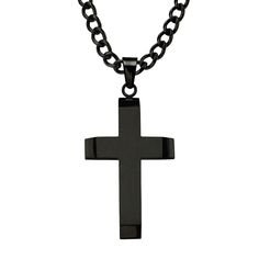 Bold style starts with this men's stainless steel cross pendant necklace. Bold style starts with this men's stainless steel cross pendant necklace. Click on this JEWELRY & WATCHES GUIDE to learn about fit, styles, materials and more! PENDANT DETAILS Chain length: 24 in. Chain type: curb Clasp: lobster-claw Metal: stainless steel Plating: ion Finish: polished Packaging: boxed Size: 24". Color: Two Tone. Gender: male. Age Group: adult. Black Stainless Steel Cross Pendant Necklace, Black Stainless Steel Necklace With Cross Pendant, Black Stainless Steel Cross Jewelry, Black Metal Cross Necklace, Black Metal Crucifix Cross Necklace, Black Metal Crucifix Necklace, Black Stainless Steel Cross Pendant Jewelry, Gunmetal Stainless Steel Cross Necklace, Gunmetal Cross Necklace In Stainless Steel