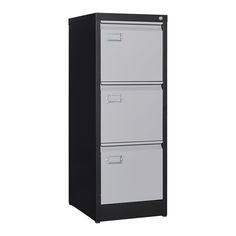 two drawer filing cabinet in black and white