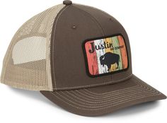 This stylish design with a buffalo patch prominently displayed on the front. This trucker-style cap is crafted with a breathable mesh back and a durable fabric front panel, providing a comfortable fit. The adjustable snapback closure ensures a customizabl Brown Sports Trucker Hat With Curved Bill, Brown Trucker Hat With Curved Bill For Sports, Casual Brown Trucker Hat For Sports, Brown Trucker Hat For Sports, Casual Brown Trucker Hat With Logo Patch, Brown Mesh Trucker Hat, Casual Brown Mesh Hat, Tony Lama Boots, Ostrich Boots