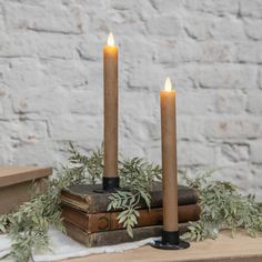 Moving Flame Battery Timer Taper Candles – Beige 9 ½” – Set of 2 - Primitive Star Quilt Shop Flameless Taper Candles, Primitive Lighting, Primitive Star, Flameless Tea Lights, Primitive Candles, Country Farmhouse Style, Long Table Runner, On Off Button, Traditional Candles