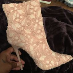 Pink Lace Design Boots. Brand Is Nasty Gal New In The Box Never Been Worn. Size 9.5 Us Shoes Pink, Lace Design, Lace Boots, Pink Lace, Shoes Heels Boots, The Box, Shoes Women Heels, Heeled Boots, Shoes Heels