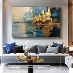 Large Bohemian Style Blue & Gold Painting On Canvas, Extra Oversized Indigo Blue Art, Unique Blue Atmospheric Artwork, Entryway Decor Elevate your space with this captivating abstract painting, featuring rich hues of gold and blue complemented by dark beige and dark aquamarine accents. Handmade with professional grade acrylic paints on canvas, this artwork adds a touch of elegance to any room. The interplay of colors creates a mesmerizing atmosphere, perfect for enhancing your decor. Available i Blue And Brown Abstract Painting, Impasto Paintings, Gold Painting, Impasto Painting, Acrylic Oil Painting, Square Canvas, Dark Beige, Art Unique, Boho Stil