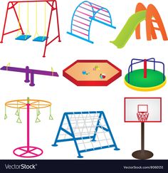 various playground equipment for children and adults