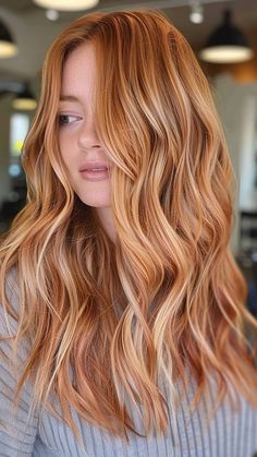 25 Tempting Strawberry Blonde Hair Ideas Subtle Balayage Redhead, Best Strawberry Blonde Hair Color, Sandy Strawberry Blonde Hair, Cherry Blonde Hair Color, Red Hair Blonde Balayage, Ginger Red Hair With Blonde Highlights, Strawberry Gold Hair, Copper With Blonde Money Piece, Copper Strawberry Blonde Balayage