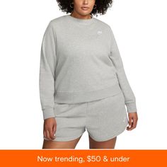 in stock Nike Plus Size, Plus Size Activewear, Fleece Sweatshirt, Nike Sportswear, Sports Team, Spring Fashion, Plus Size Outfits, Dark Grey, Nike Women