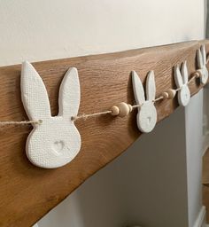 some bunny ears are hanging on the mantle