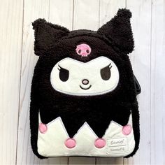 Loungefly Kuromi Mini Backpack This Mini Character Backpack Consists Of A Black Sherpa Body And Fuzzy Embroidered Details On Kuromi With Her Ears In 3d. Features A Faux Leather Bottom And Adjustable Straps, Inner Drop Pocket And Silver Tone Hardware. Approx. 8" X 4 1/4" X 11" Comes From Smoke Free Home Kawaii Black Travel Backpack, Kawaii Black Standard Backpack, Black Kawaii Standard Backpack, Black Kawaii Style Standard Backpack, Black Kawaii Backpack For Everyday Use, Black Kawaii Backpack, Cute Black Backpack For Daily Use, Cute Black Backpack With Adjustable Strap, Gothic Bunny