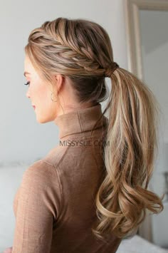 Hair In A Ponytail, Fishtail French Braid, French Braid Ponytail, Braided Ponytail Hairstyles, Cool Braids, Penteado Cabelo Curto