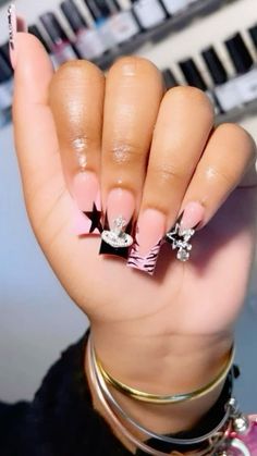 #nails #nailart #nailsofinstagram #acrylic #acrylicnaildesigns #blackpink #blackgirl Mariah The Scientist Inspired Nails, Birthday Nails 14th, Yk2 Duck Nails, Cute Nails Acrylic Black Women, Nail Ideas Black Women, I Love Me Nails, Cute Freestyle Nails, Short Junk Nails, Jean Nails