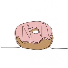 a pink donut sitting on top of a white table