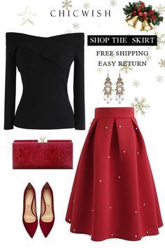 Trendy Party Outfits, Skirt Diy, Chique Outfits, Party Rock, Christmas Party Outfits, Party Skirt, A Skirt, Pleated Midi Skirt, Komplette Outfits