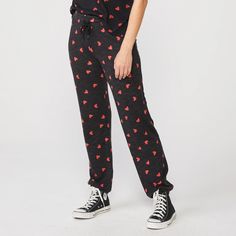 Supersoft All Over Heart Elastic Vintage Sweats | MONROW Harem Pants