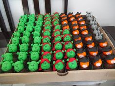 there are many cupcakes in the shape of animals