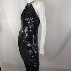 "by AJ Bari Black sequins dress with Pearland wood beading neckline. 15\" across 13\" waist 35\" long Lined Good condition with minor (if any!) missing sequins. Please review all shop policies before completing transaction. All sales final. No returns/exchanges. * Bundle up - we combine shipping. * Instagram @vintagerunsdeepshop" Disco Style Embellished Sequin Dress For Night Out, Disco Style Embellished Sequin Cocktail Dress, Embellished Sequin Dress For Costume Party, Disco Embellished Sequin Fabric For Night Out, Disco Style Sequin Fabric For Evening Parties, Fitted Disco Sequin Fabric Embellished, Disco Style Embellished Sequin Fabric For Evening, Fitted Embellished Sequin Disco Dress, Fitted Disco Sequin Fabric For Evening