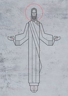 a drawing of jesus with his arms outstretched