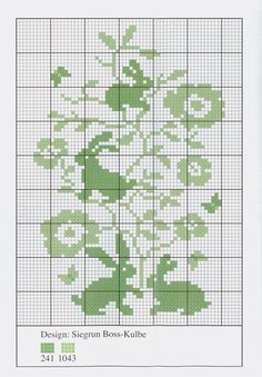 a cross stitch pattern with green plants on it