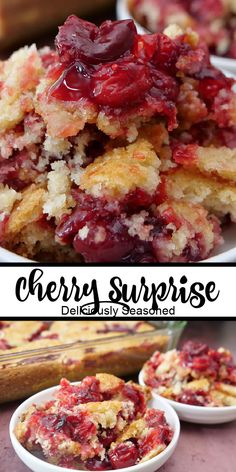 cherry surprise dessert with crumbs on top