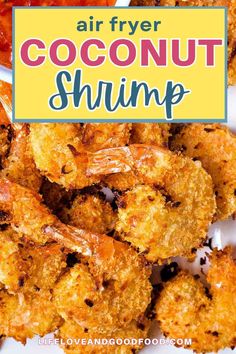 air fryer coconut shrimp with text overlay