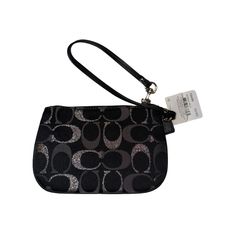 Coach Wristlet Nwts Black And Silver Smoke Free Silver Wristlet For Evening, Coach Evening Wristlet With Wrist Strap, Elegant Silver Wristlet For Everyday Use, Elegant Silver Rectangular Wristlet, Pink Wristlet, Coach Logo, Zippered Clutch, Bags Coach, Wristlet Clutch