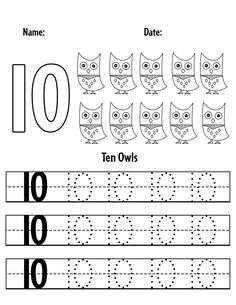 Free Number 10 Tracing Page! Number 10 Tracing Worksheets, Number 11 Tracing Worksheet, Number Words 11-20 Worksheets, Trace Numbers 1-20 Free, Letter A Words, Free Handwriting Worksheets, Tracing Numbers 11-20 Free Printable