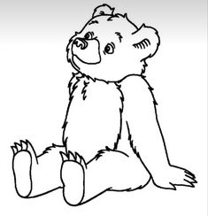 a black and white drawing of a teddy bear