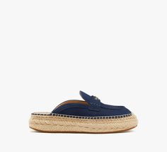 Slip these on for a sunny stroll in the park. They feature loafer-like suede uppers for a preppy take on the classic mule. | Kate Spade Eastwell Mules, Captain Navy - 8 Summer Suede Loafers With Woven Sole, Spring Suede Loafers With Woven Sole, Summer Workwear Suede Slip-ons, Summer Suede Loafers With Suede Lining, Suede Loafers With Suede Lining For Summer, Summer Suede Loafers For Workwear, Suede Slip-ons For Summer Workwear, Classic Summer Suede Loafers, Classic Suede Summer Loafers