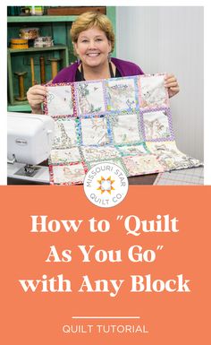 Save this Easy How to "Quilt As You Go" with Any Block Tutorial! Jenny teaches you a simple way to use a quilt as you go method when using antique blocks. Missouri Quilt Tutorials, Beginner Quilt Tutorial, Missouri Star Quilt Company Tutorials, Missouri Star Quilt Tutorials, Everything But The Kitchen Sink, Missouri Quilt, Patty Cake, Missouri Star Quilt Company