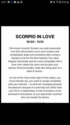 the screen shot of scorpo in love, which is being displayed on an iphone