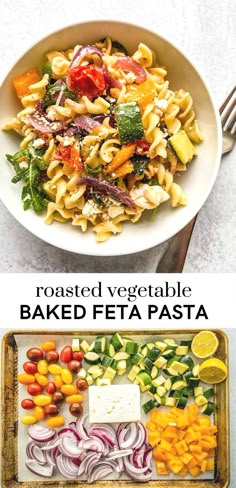 Baked Feta Pasta with Veggies Veggie Pasta Recipes, Baked Feta, Feta Pasta, Veggie Pasta, Baked Vegetables, Tasty Vegetarian Recipes, Vegetarian Dinners, Idee Pasto Sano, Vegetarian Dinner