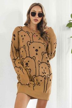 Bear Pattern Round Neck Sweater Dress 
Crafted for style and comfort, our Bear Pattern Round Neck Sweater Dress is perfect for those chilly days. Made with a ribbed design, this mini sweater dress flatters any figure. Stay cozy and fashionable all day long with this versatile women's swea...
https://fitggins.com/products/bear-pattern-round-neck-sweater-dress 
FITGGINS
 #fitgginsfashion #trendywomen #onlinefashionstore #latesttrends #hotteststyles #womensclothing #fashionforward #shopnow #styl... Fall Sweater Dress, Sweater Dress Casual, Round Neck Sweater, Jacquard Sweater, Long Sleeve Sweater Dress, Maxi Dress Formal, Mini Sweater Dress, Sweater Dress Women, Round Neck Sweaters