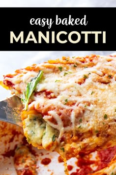 an easy baked manicotti recipe on a white plate