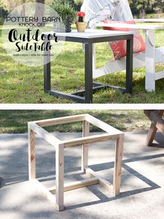 an outdoor table made out of pallet wood and some other things to make it look like