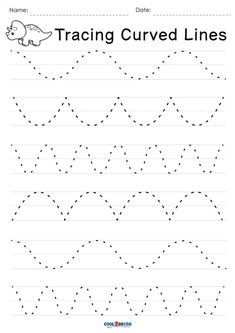 the worksheet for traceing curved lines is shown in this image, and it shows