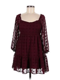 Zunie Casual Dress Size: 8 Burgundy Dresses - used. 100% POLYESTER, Square, Short, 3/4 Sleeve | Zunie Casual Dress: Burgundy Dresses - Used - Size 8 Doctor Dress, Burgundy Casual Dress, Burgundy Dress, Engraved Jewelry, Casual Dresses For Women, Casual Dress, Casual Dresses, Women Handbags, Square