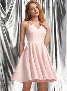 JJ's House Stretch Crepe V-Neck Fall Summer Spring A-line Crossed Straps Back Zip Sweet & Flow Simple Skater Dresses Blushing Pink Height:5.8ft（176cm） Bust:32in（82cm）Waist:24in（61cm）Hips:35in（89cm） No Short Pink Sleeveless Homecoming Dress. #JJ's House #StretchCrepe #VNeck #Fall #Summer #Spring #Aline #CrossedStraps #BackZip #Sweet&Flow #Simple #SkaterDresses #BlushingPink #No #Short #Pink #Sleeveless #HomecomingDress Homecoming Dress Short, Mini Prom Dresses, Mini Homecoming Dresses, V Neck Prom Dresses, Lace Homecoming Dresses Short, Two Piece Homecoming Dress, A Line Prom Dresses, Prom Dresses Online, Chiffon Prom Dress