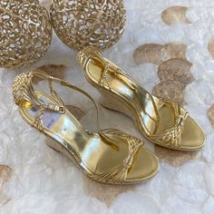 New With Tags (No Box) Strappy Gold Espadrilles By Enzo Angiolini. Perfect Paired With An Island Dress Or For A Holiday Party. Gold Is The New Black! Gold Open Toe Heels With Woven Sole, Chic Gold Open Toe Espadrilles, Gold Espadrilles For Spring, Gold Espadrilles With Woven Sole For Spring, Gold Espadrilles With Woven Sole, Gold Closed-toe Espadrilles With Woven Sole, Gold Espadrilles With Round Toe For Spring, Gold Slip-on Espadrilles For Spring, Gold Round Toe Espadrilles For Spring