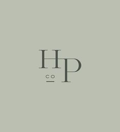 the word hp is written in black on a gray background