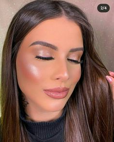 Wedding Guest Makeup, Classy Makeup, Brunette Makeup, Barbie Makeup, Soft Glam Makeup, Glitter Eyeliner, Make Beauty, Editorial Makeup, Maquillaje Natural