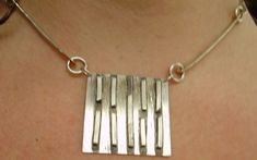 "This Geometric piece is modern, contemporary and one of a kind. Features linear design and oxidized to bring out contrast. Includes 18\" sterling silver chain (handmade chain pictured not included, please inquire for handmade chain option); measures approximately 1.25\" X 1.25\". Made to order, can be customized! FEATURES -Sterling Silver Pendant with linear, modernist design - Measures approximately 1.25\" wide by 1.25\" long - Includes 18\" sterling silver chain - Hand made to order SHIPPING Handmade Chain, Modernist Jewelry, Modernist Design, Confirmation Gifts, Silver Art, Stamp Making, Geometric Earrings, Art Jewelry, Sterling Silver Chain