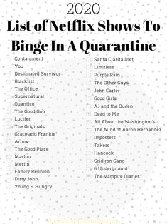 the list of netflix shows to binge in a quaranine