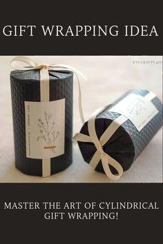 a gift wrapped in black paper and tied with a white ribbon, next to a roll of toilet paper