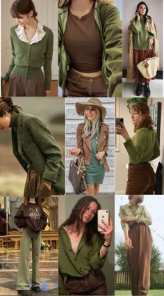 Olive Color Matching, Colours That Go Together Fashion, Fashion Color Matching, Brown With Green Outfits, Colour Combination With Olive Green, Brown And Dark Green Outfit, Green With Brown Outfit, Moss Green Outfit Color Combos, Colour That Goes With Green