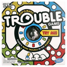 the trouble game is designed to look like it's coming out of its packaging