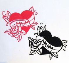 two stickers that say i love you and heart with roses on them, one is for mom