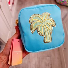 Nwt Stoney Clover X Target Collab Small Blue Pouch With Palm Tree Patch. Blue Pouch Cosmetic Bag For On-the-go, Blue On-the-go Pouch Cosmetic Bag, Blue On-the-go Cosmetic Pouch, Trendy Blue Cosmetic Bag For Gift, Trendy Blue Rectangular Pouch, Trendy Blue Travel Cosmetic Bag, Trendy Blue Cosmetic Bag For Travel, Blue Summer Bag With Zipper Pouch, Blue Beach Bag With Zipper Pouch