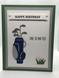 a happy birthday card with a golf theme