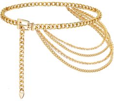 PRICES MAY VARY. Material: This chain belt is made of high quality alloy, bright color, strong, easy to carry. The bright gold color of the chain belt will make you look more shiny and get more attention. Chain Belts' Length: 110cm/43.3IN, fit waist 28"-36".(Detailed Size can refer to the detailed picture). We suggest that you could compare your waist's size and the waist chain's size before placing an order so that you can choose a most suitable waist chain. Design: This chain belt has a multi- Gold Metal Waist Chain Belt, Gold-tone Adjustable Chain Belt For Party, Party Gold-tone Chain Belt With Adjustable Chain, Gold Chain Link Belt For Party, Gold Chain Belt With Chain Strap For Parties, Gold Chain Belt With Strap For Party, Trendy Gold Metal Chain Belt, Gold Chain Strap Belt For Party, Gold Double Chain Belt For Party