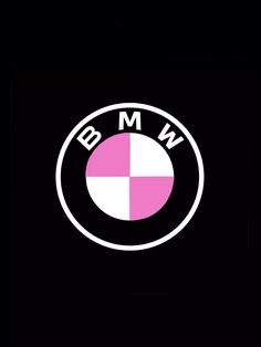 the bmw logo is shown in pink and white