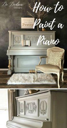 an old piano is painted in white and gold with the words how to paint a piano