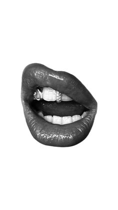 a black and white photo of a woman's mouth